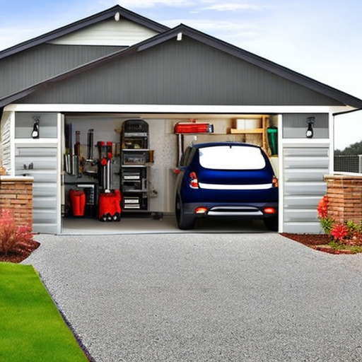 a garage with only one car in it